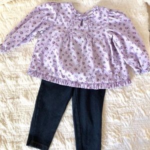 Carter’s Purple floral top with pants - 18 months
